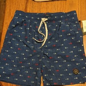 Brooklyn Cloth Blue Fish Print Men's M Shorts